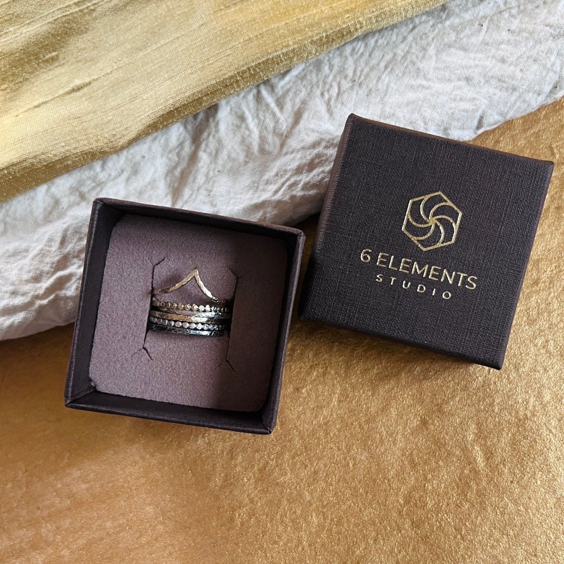 Six Elements Goddess – Stacking Ring Set in Gold and Silver - 6 elements Studio