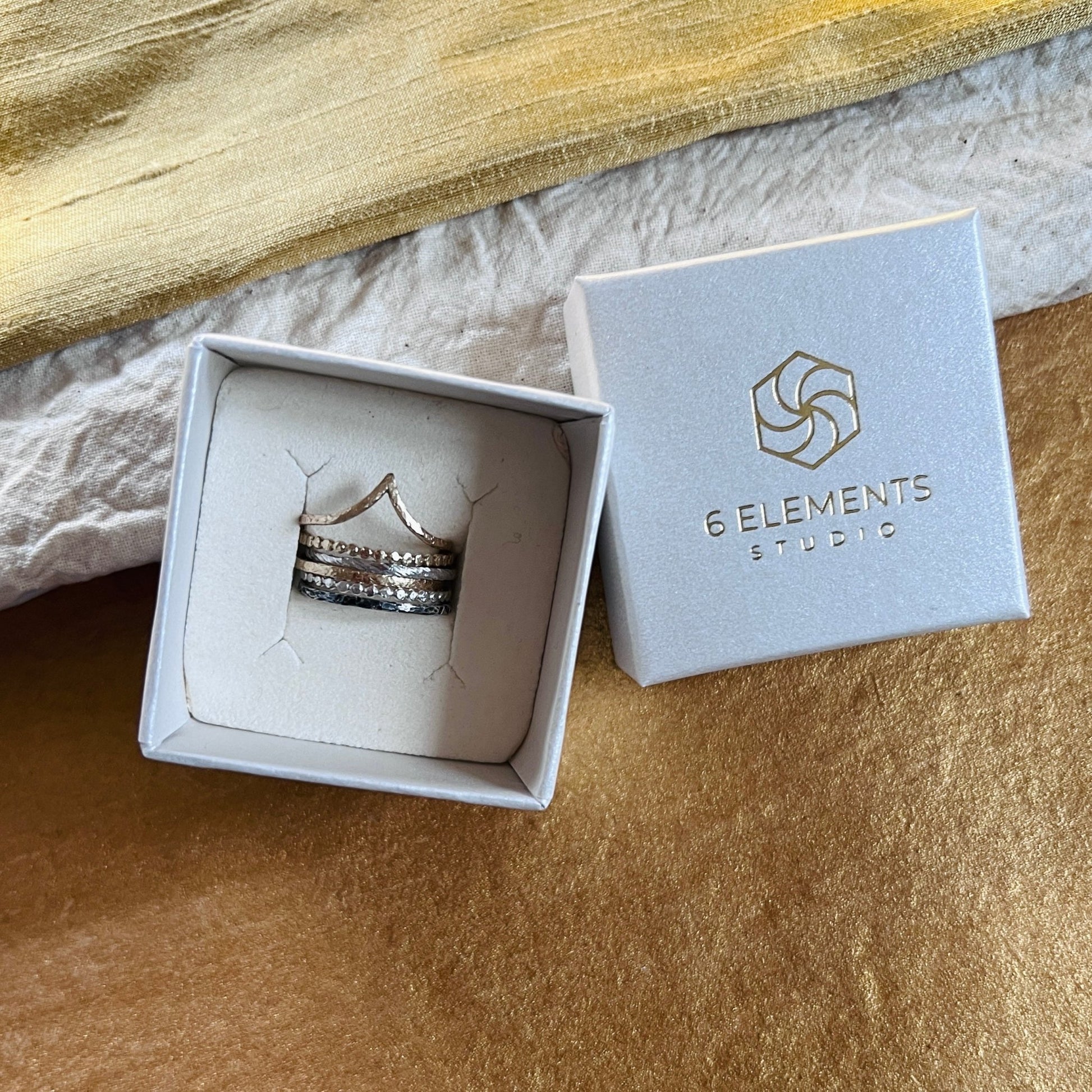Six Elements Goddess – Stacking Ring Set in Gold and Silver - 6 elements Studio