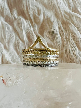 Six Elements Goddess – Stacking Ring Set in Gold and Silver - 6 elements Studio
