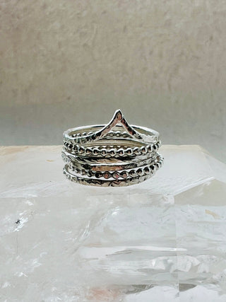 Six Elements Goddess - Stacking Ring Set in Silver - 6 elements Studio
