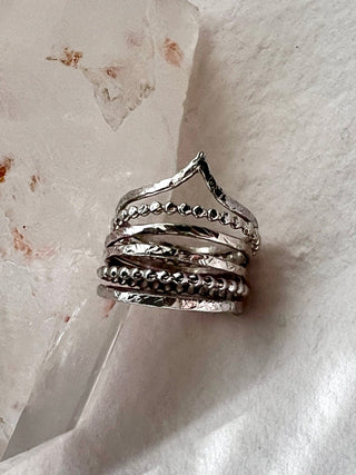 Six Elements Goddess - Stacking Ring Set in Silver - 6 elements Studio