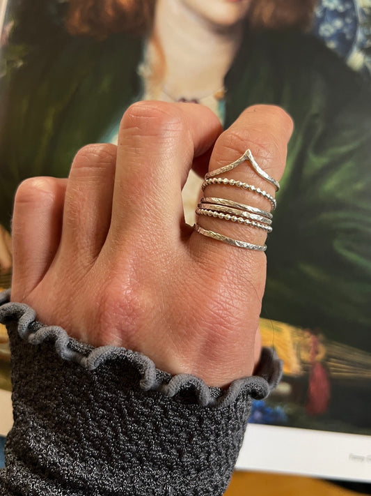 Six Elements Goddess - Stacking Ring Set in Silver - 6 elements Studio
