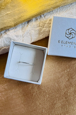 The Six Elements Goddess - Water Silver Stacking Beaded Ring in a branded box- 6 elements Studio