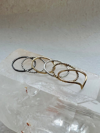 Six Elements Goddess – Stacking Ring Set in 9ct Gold &Silver
