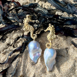 The Eternal Pair — Seahorse Earrings in 24ct Gold‑Plated Silver - 6 elements Studio