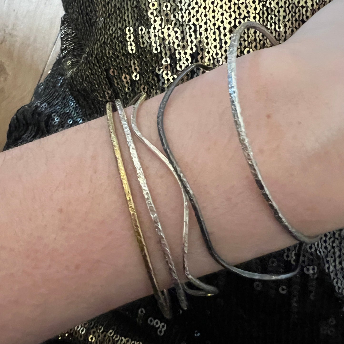 Silver Bangles Set – 6 Elemental Archetypes: textured and wavy bangles inspired by Earth, Water, Fire, Air, Light & Spirit.