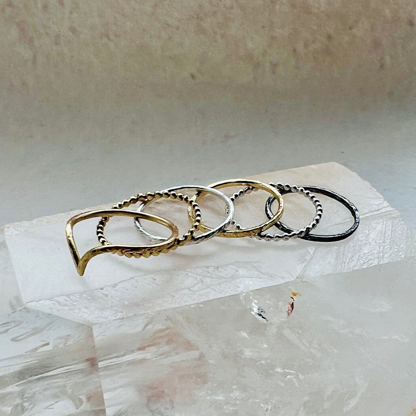 Six Elements Goddess – Stacking Ring Set in Gold and Silver from 6 elements Studio