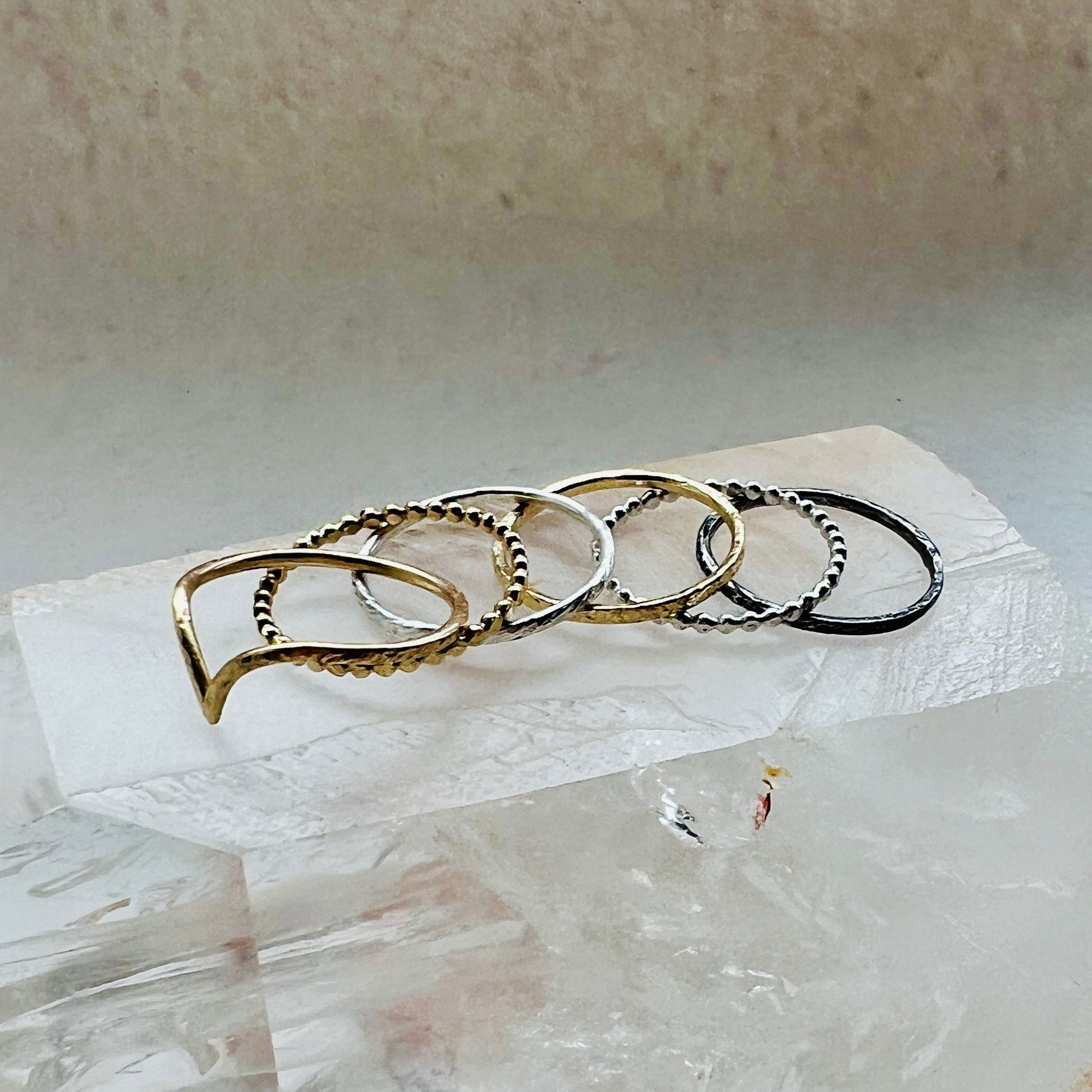 Six Elements Goddess – Stacking Ring Set in Gold and Silver from 6 elements Studio