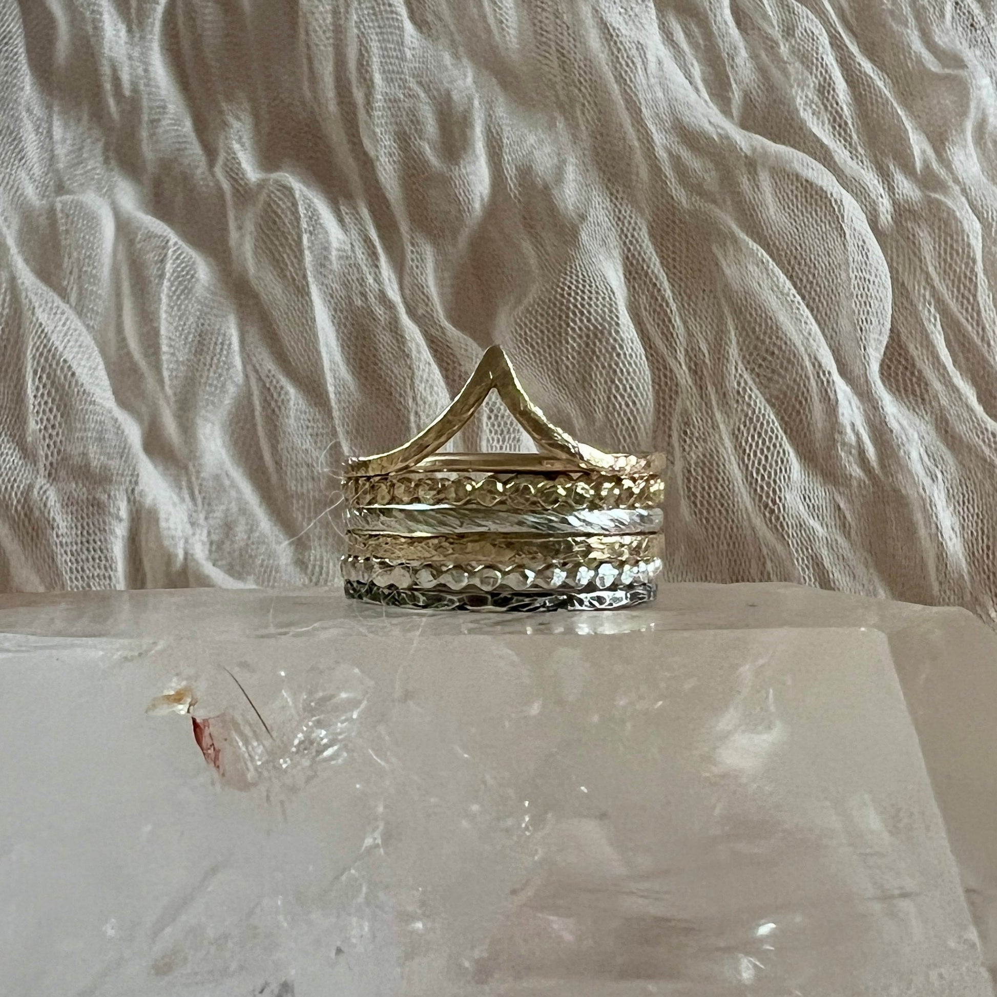 The Rings of Becoming – Stacking Ring Set in Gold and Silver - 6 elements Studio