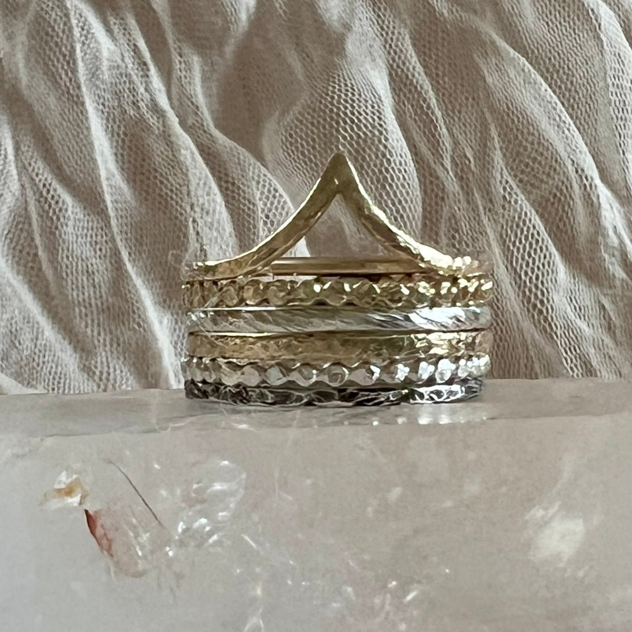 The Rings of Becoming – Stacking Ring Set in Gold and Silver- 6 elements Studio