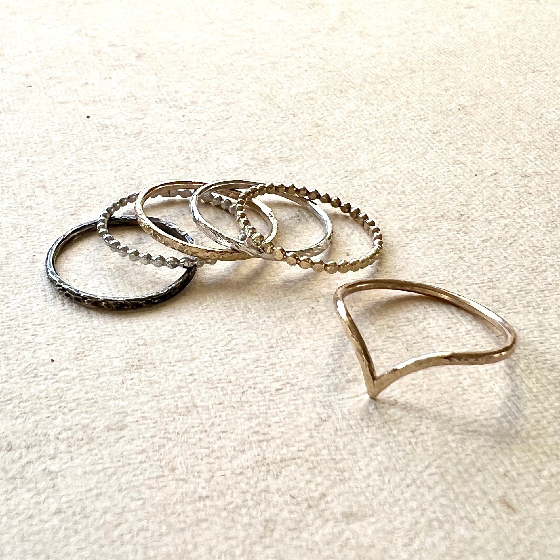 The Rings of Becoming – Elemental Stacking Ring Set in Gold and Silver - 6 elements Studio