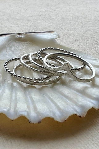 The Rings of Becoming – Stacking Ring Set in Sterling Silver - 6 elements Studio