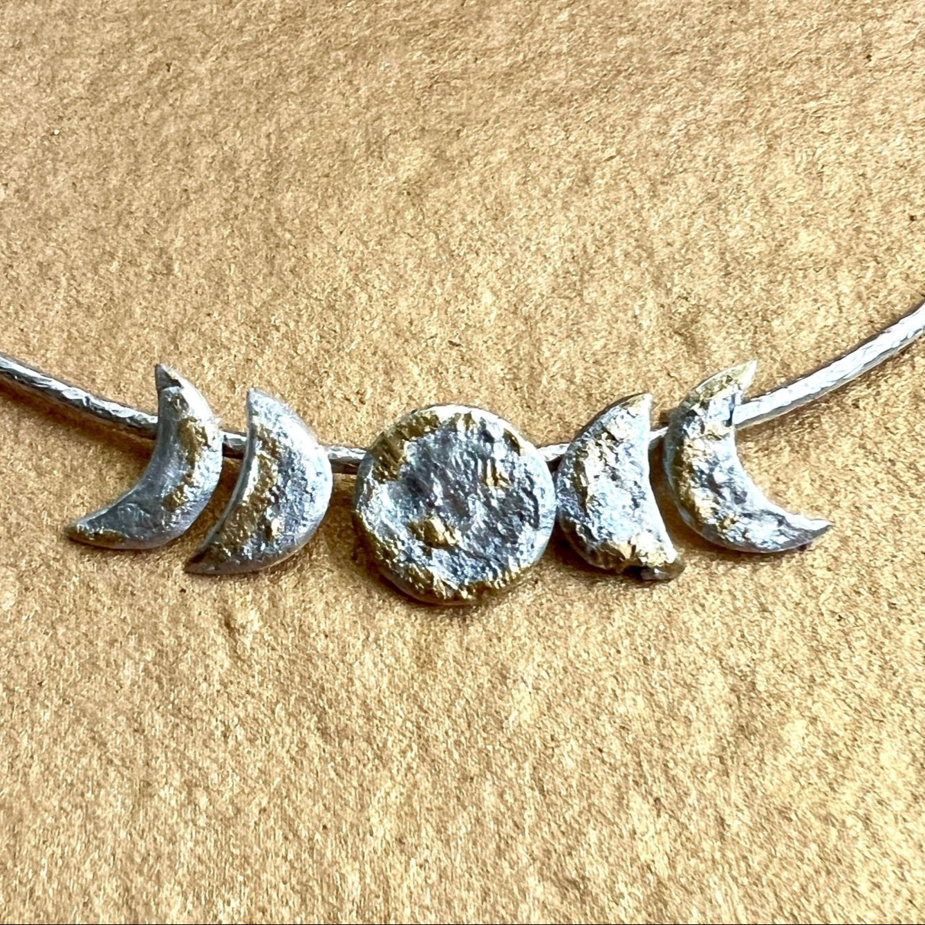 Unique Silver Moon Phases Necklace. - 6 elements Studio