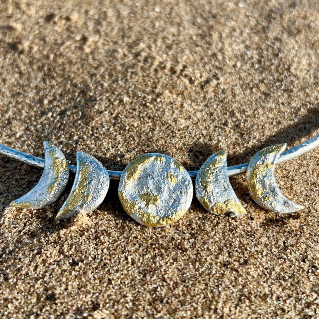 Unique Silver Moon Phases Necklace. - 6 elements Studio