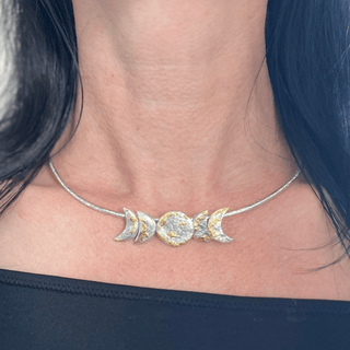 Unique Silver Moon Phases Necklace. - 6 elements Studio