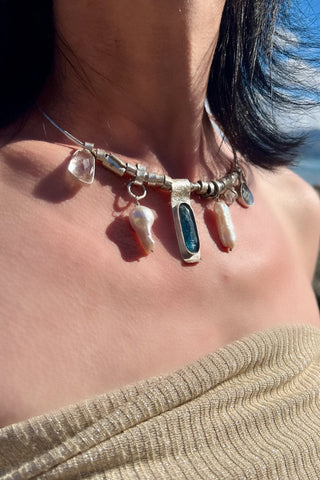 Whispering Tides – Silver Bohemian Necklace of the Six - 6 elements Studio