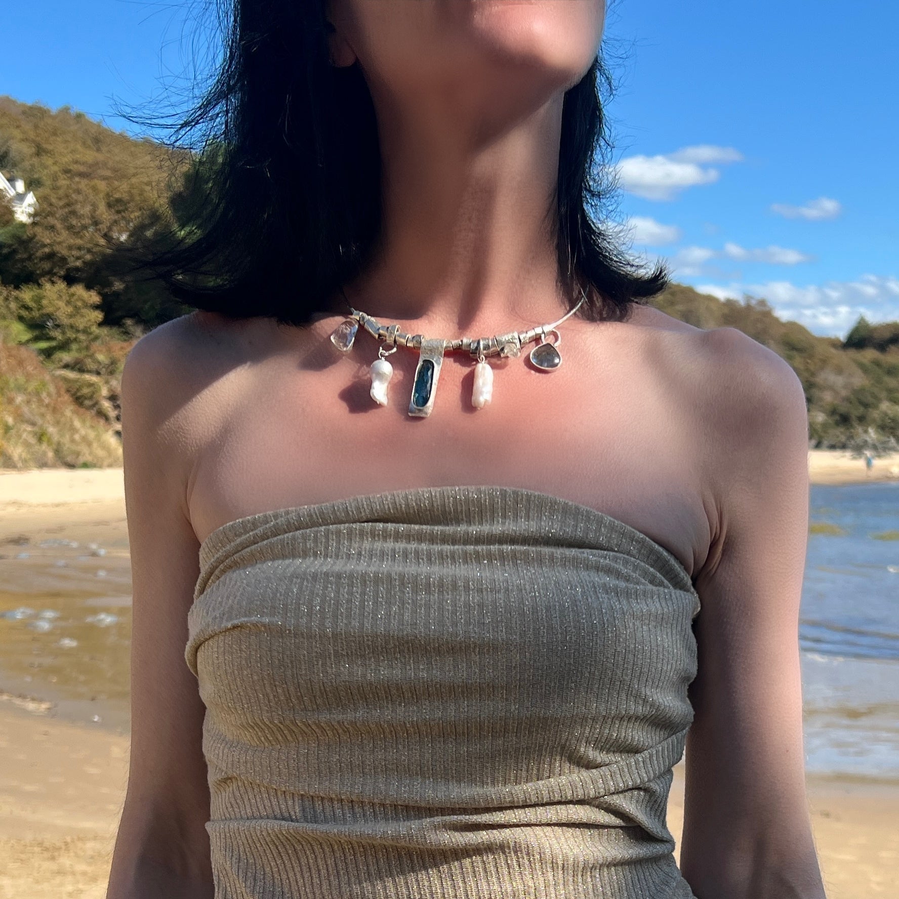 Whispering Tides – Silver Bohemian Necklace of the Six - 6 elements Studio