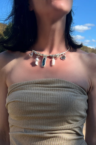 Whispering Tides – Silver Bohemian Necklace of the Six - 6 elements Studio