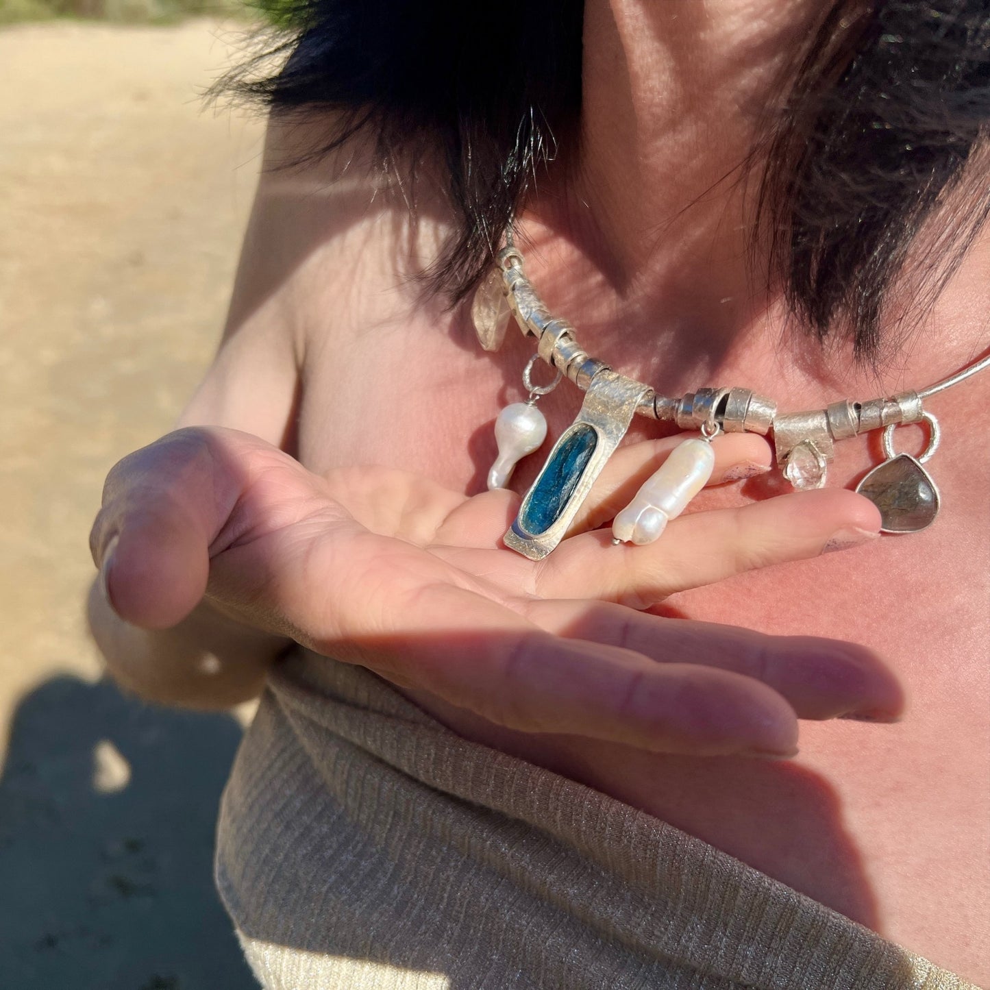 Whispering Tides – Silver Bohemian Necklace of the Six - 6 elements Studio