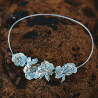 Whispers of the Wild Rose - Silver Rose Necklace - 6 elements Studio