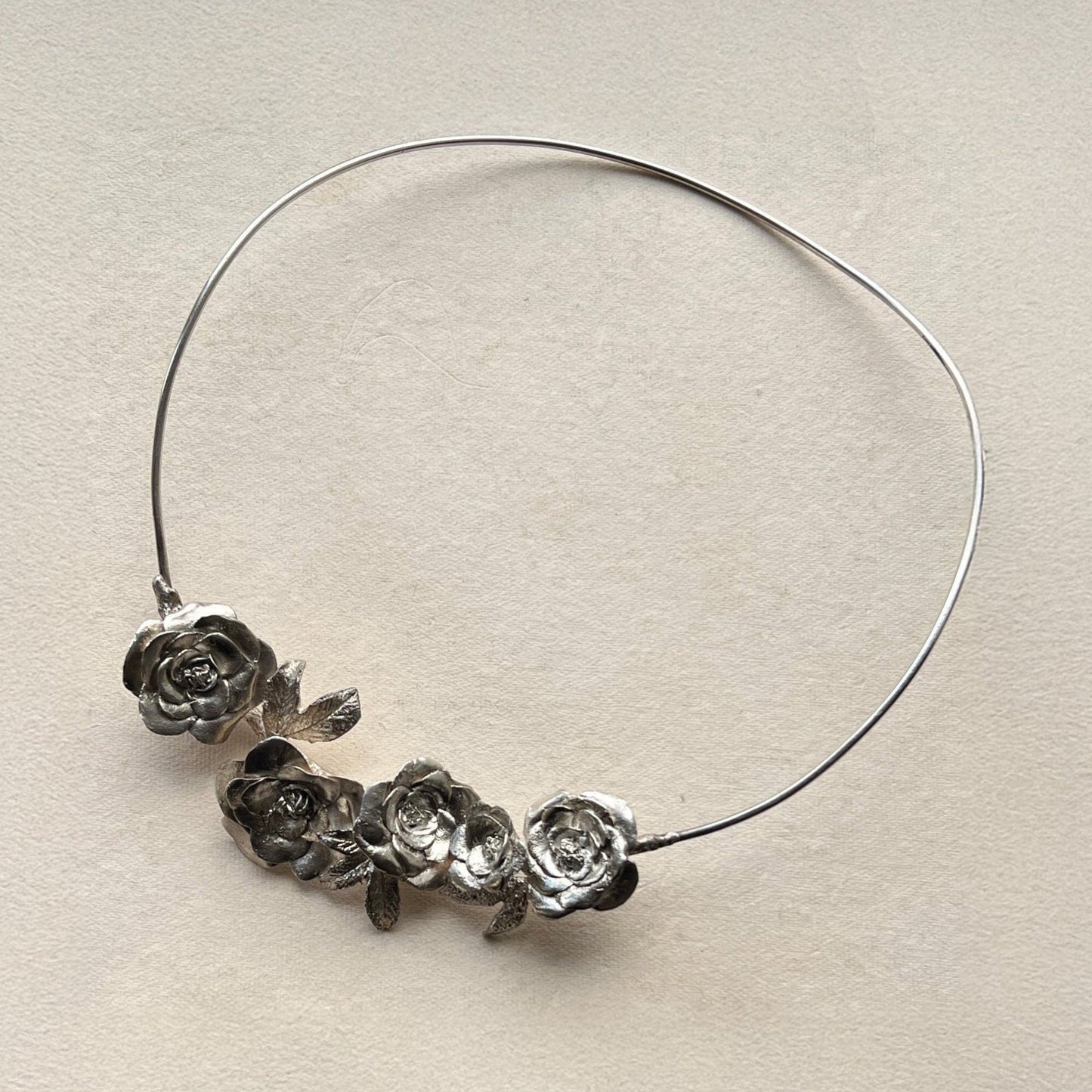 Whispers of the Wild Rose - Silver Rose Necklace - 6 elements Studio