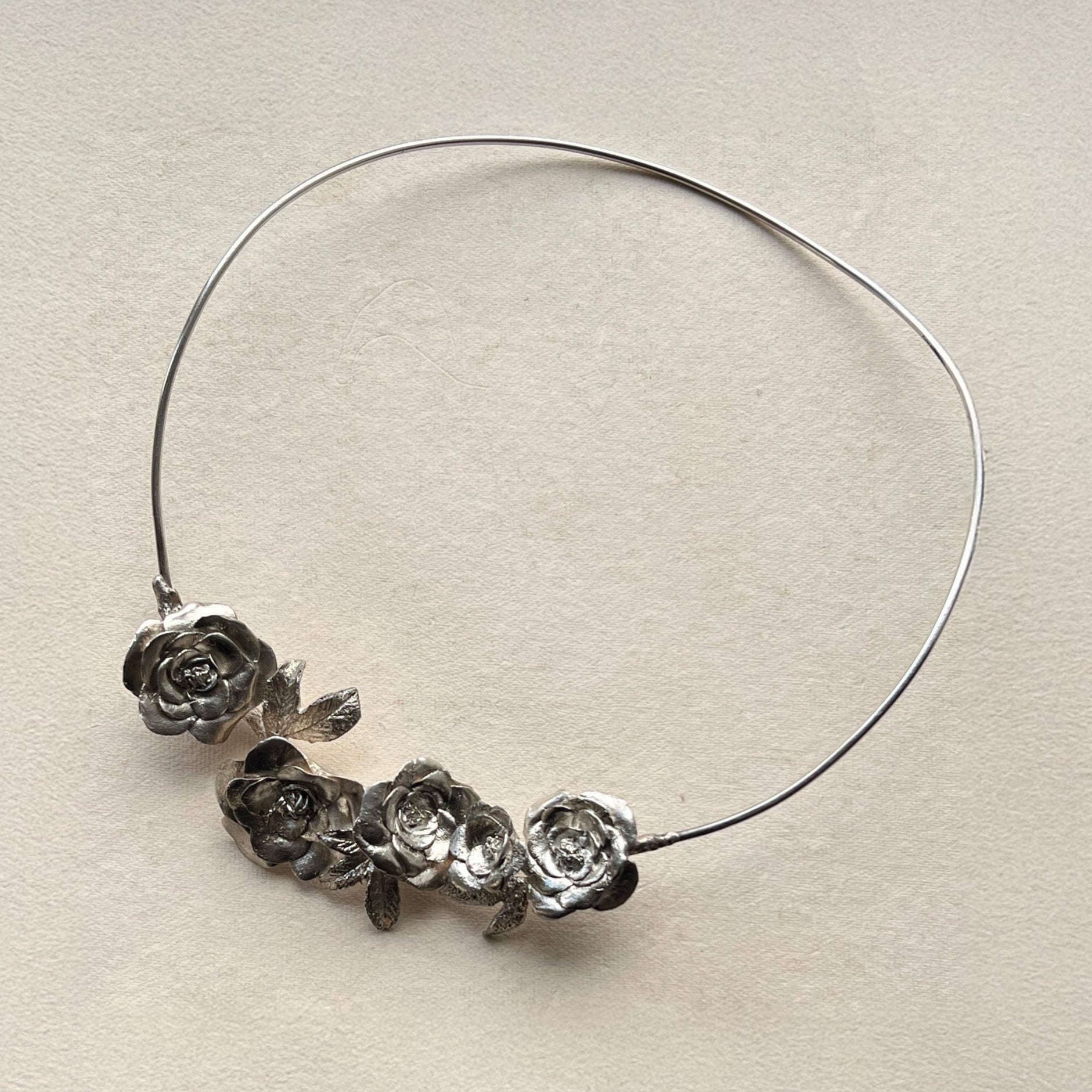 Whispers of the Wild Rose - Silver Rose Necklace - 6 elements Studio