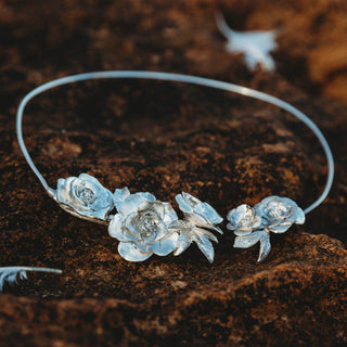 Whispers of the Wild Rose - Silver Rose Necklace - 6 elements Studio